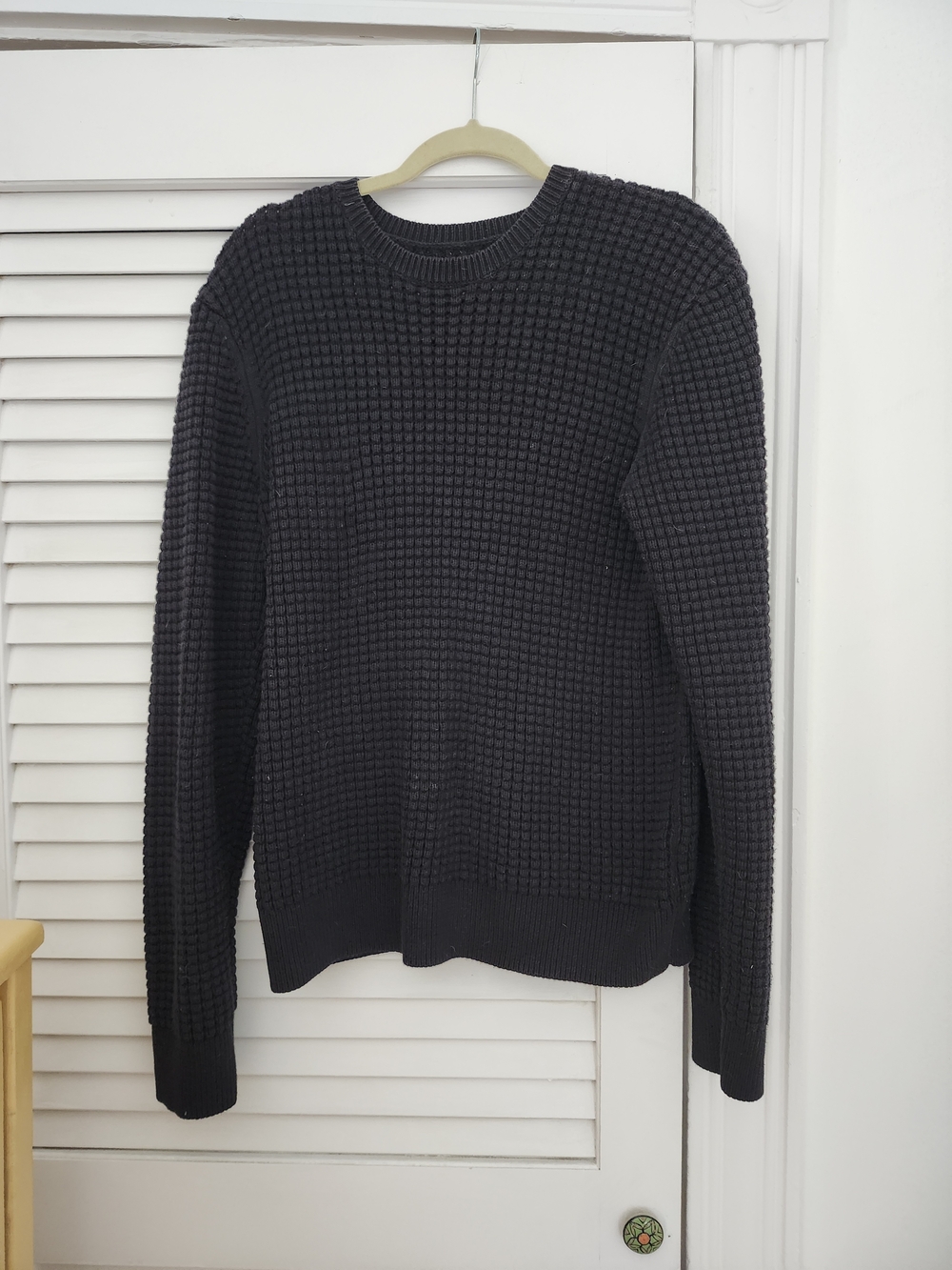All Saints Crew Black Waffle-Knit Sweater
